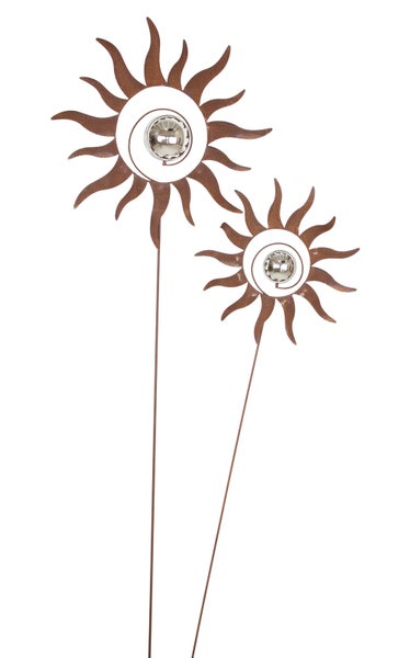 FRANK FLECHTWAREN | Gartenstecker Kugelsonne, 2er Set, METALL, L:103cm, L:127cm