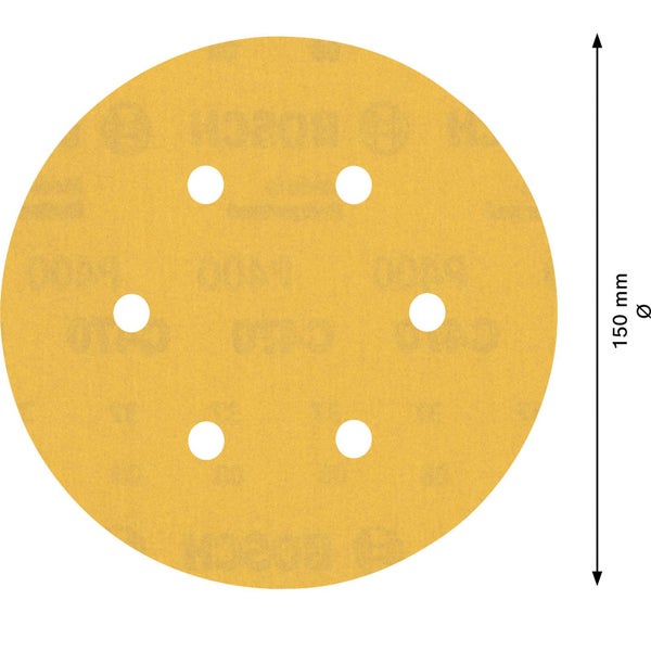 Bosch 50x Expert C470 Schleifpapier mit 6 Löchern für Exzenterschleifer 150 mm G 400 - 2608900925