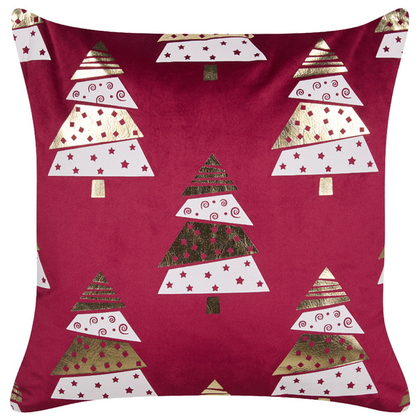 Quadratisches Dekokissen mit weihnachtlichem Tannenbaum Muster in Metallic Optik