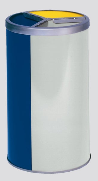 PROREGAL Robuste Wertstoffsammelstation Ohne Dach 30 Liter Je Behälter HxBxT 72 x 42 x 42 cm Verzinkter Stahl Blau Grau Gelb