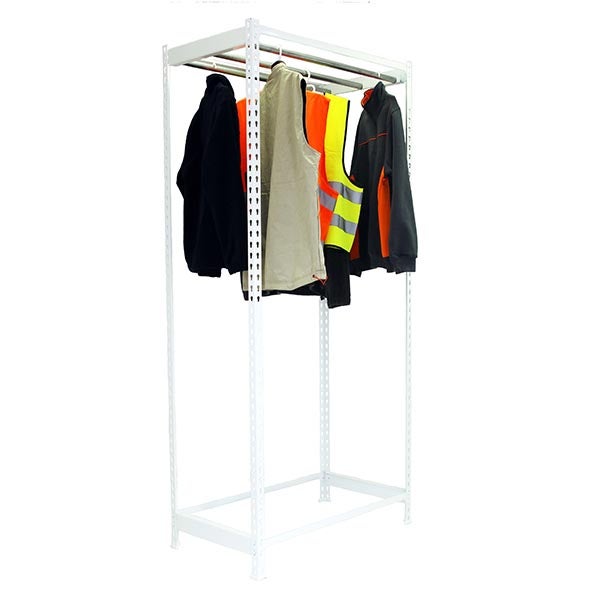 PROREGAL Kleiderstangenregal Metal Einzel HxBxT 300 x 120 x 50 cm Weiß Kleiderständer Garderobe Klamottenregal Stangenregal Regal