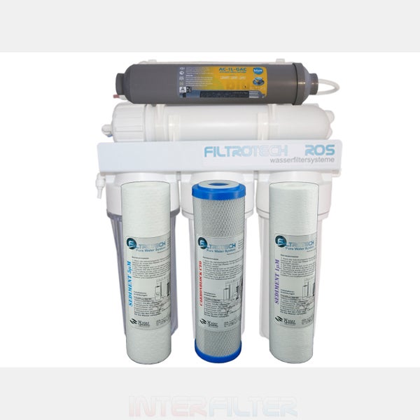 Filtrotech Umkehrosmose Wasserfiltersystem mit fünf Filterstufen und Ersatzkartuschen zur Trinkwasseraufbereitung