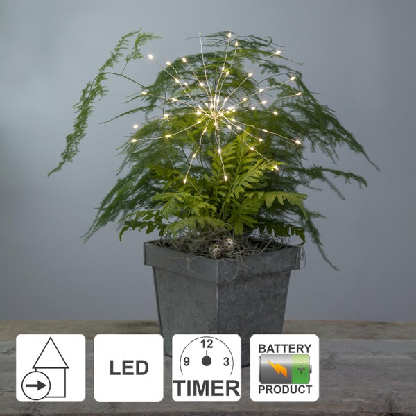 Dekoration mit LED Pflanzenleuchte in einem Topf, mit Timerfunktion und Batteriebetrieb