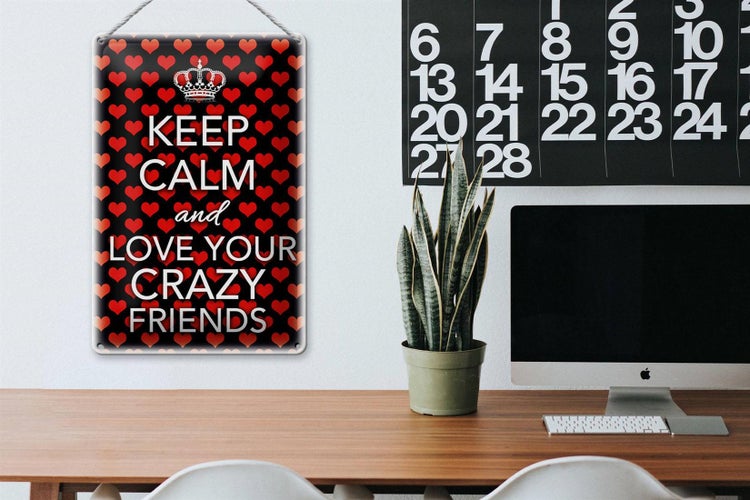 Blechschild Spruch 20x30cm Keep Calm and love crazy friends