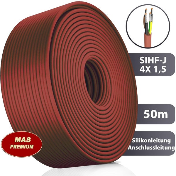 Silikonleitung SIHF-J 4x1,5 Quadratmillimeter als 50 Meter Ring zur Verwendung als Anschlussleitung