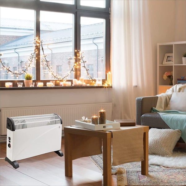 JUNG Alpin Konvektor Heizung Elektrisch mit Thermostat, 2000 Watt, Energiesparend, Mobile Elektroheizung für Räume bis 30m², Elektrisches Heizgerät Mobil