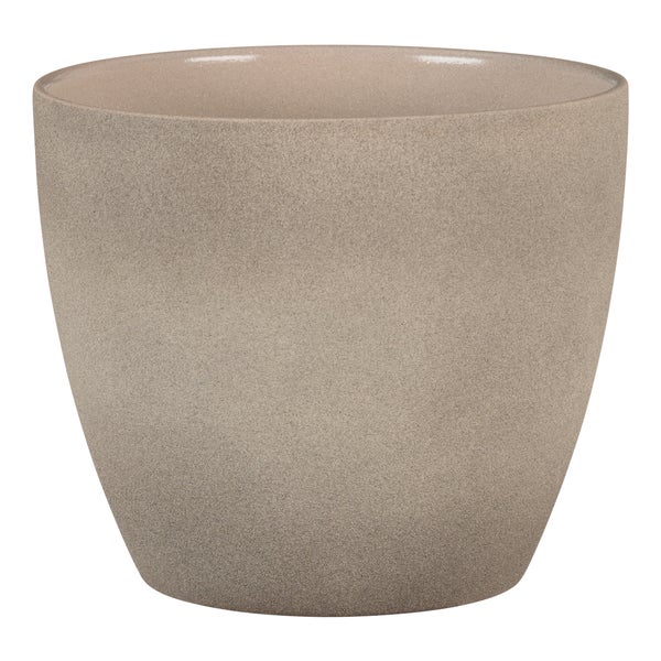 Scheurich Stone, Blumentopf aus Keramik,  Farbe: Taupe Stone, 22 cm Durchmesser, 19,5 cm hoch, 5,5 l Vol.