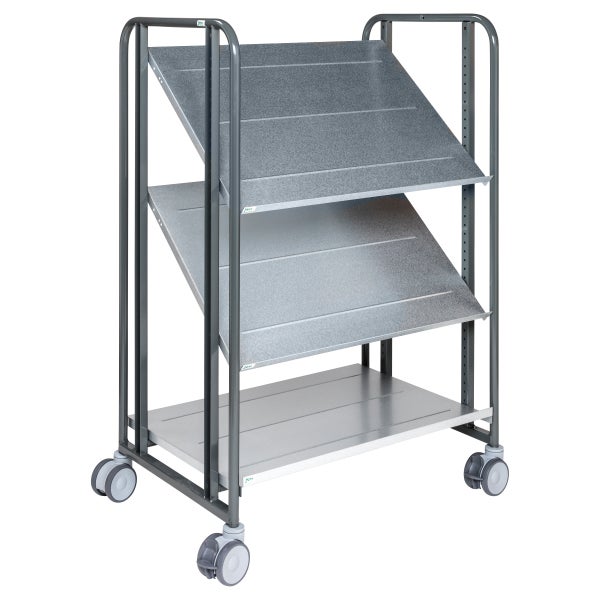 Transportwagen mit drei Ebenen, davon zwei geneigt