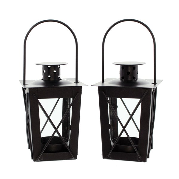 FRANK FLECHTWAREN | Mini-Laterne Metall, 2er Set, METALL, 7 x 7 x 12 cm, GH 17 cm, ohne Teelicht, Setpreis