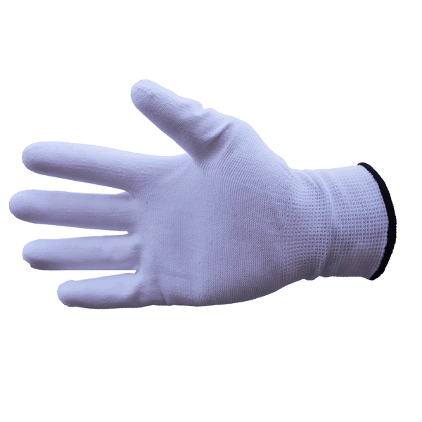 Weißer Baumwollhandschuh mit schwarzem Bündchen