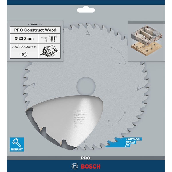 Bosch PRO Construct Wood Kreissägeblatt 230 x 2,8 x 30 mm - 2608640635