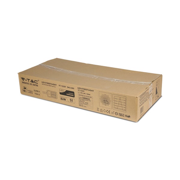 Verpackung einer V-TAC LED-Straßenleuchte VT-122ST SKU-885 mit Samsung LED