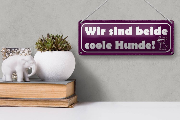 Blechschild Spruch 27x10cm wie sind beide coole Hunde Dekoration