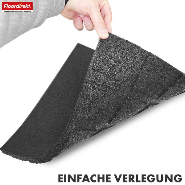 Zwei Schallschutzmatten für Bodenbeläge werden gezeigt
