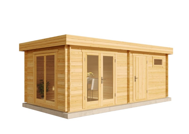 Alpholz Gartenhaus Vönix-40 ISO Gartenhaus aus Holz, Holzhaus mit 40 mm Wandstärke, Blockbohlenhaus mit Montagematerial, Naturbelassen