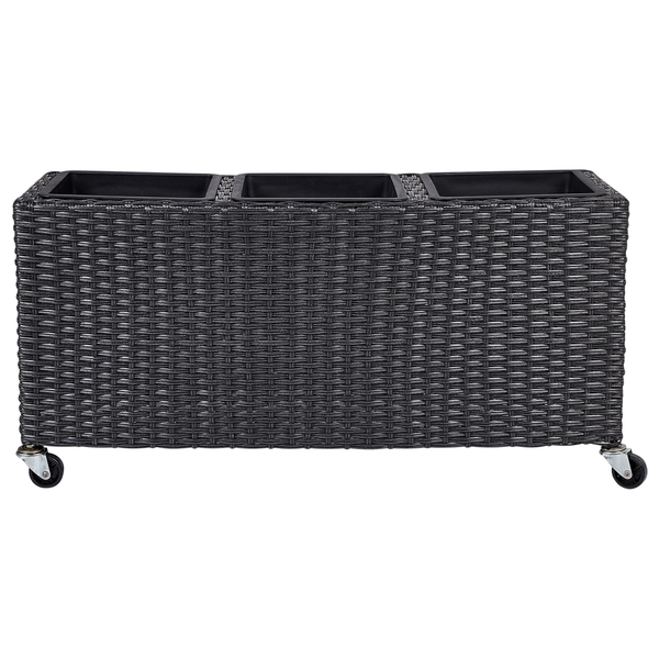 Blumenkübel BELLIS Polyrattan 82 cm Schwarz