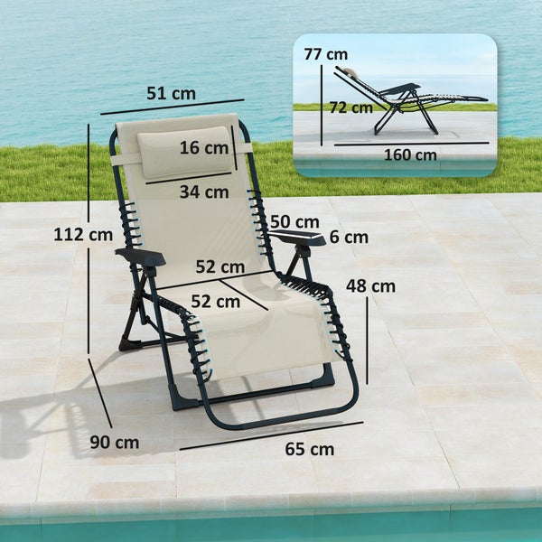 Entspannungsliege mit Kopfkissen und Armlehnen
