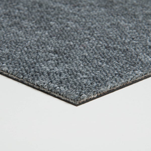 Teppichfliesen selbstliegend grau Schlingenware Teppichboden als Fliesen in 50x50 cm Schlingenteppich Fliesen anthrazit für Büro und Arbeitszimmer