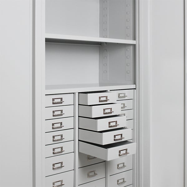 PROREGAL Schubladenschrank Chinchilla mit 27 Schubladen 3 Ablageboden HxBxT 179 x 80 x 41 cm Lichtgrau