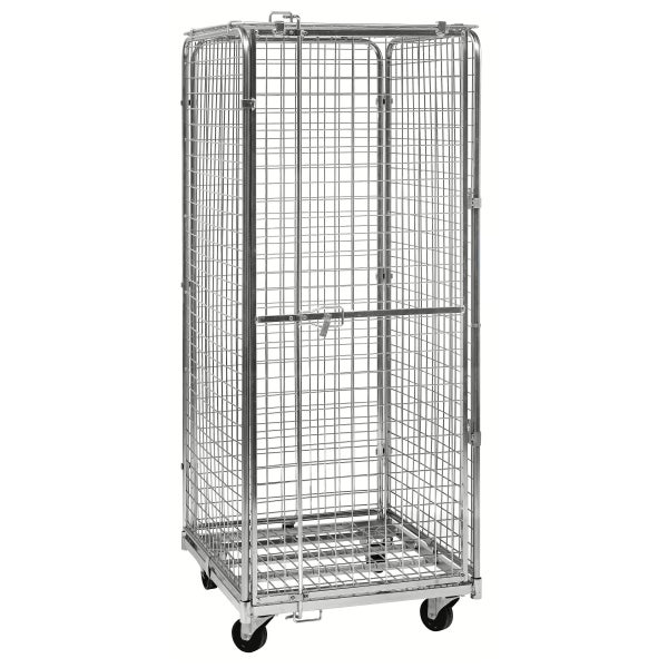 Kongamek Sicherheitscontainer 720x830x1840mm verzinkt mit Gitterboden, 4 Gitterwänden und Tür ohne Bremse