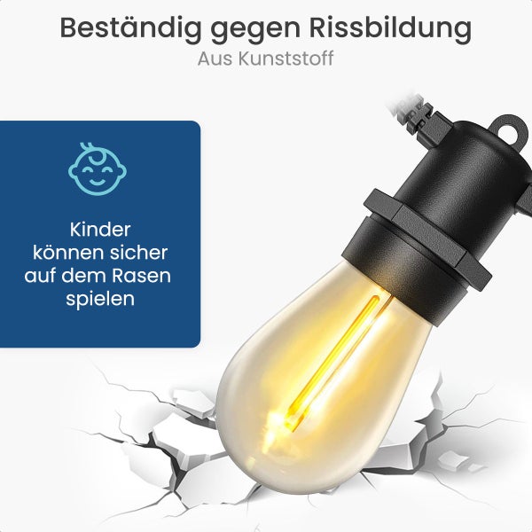 Gologi Lichterkette für Innen und Aussen - Lichtgirlande 10M - Gartenbeleuchtung LED - Warmes Umgebungslicht 2700K - Wasserdicht - Intelligente Beleuchtung mit App - Verkettbar bis zu 20M