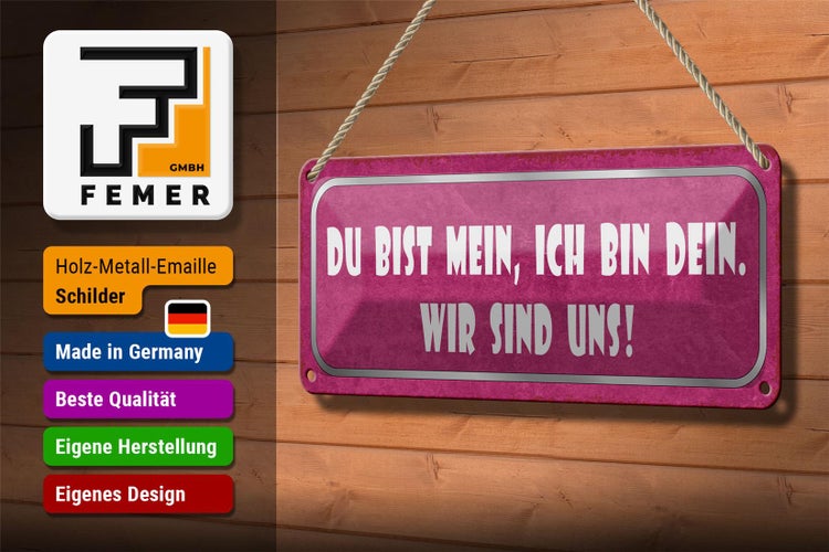 Blechschild Spruch 27x10cm du bist mein ich dein wir uns Dekoration