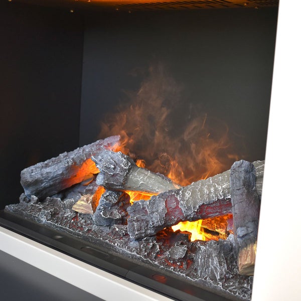 GLOW FIRE Elektrokamin 'Fontane' | Wasserdampf Kamin mit Heizung in weiß als Eckkamin | HxBxT: 100x98,5x71,5 cm