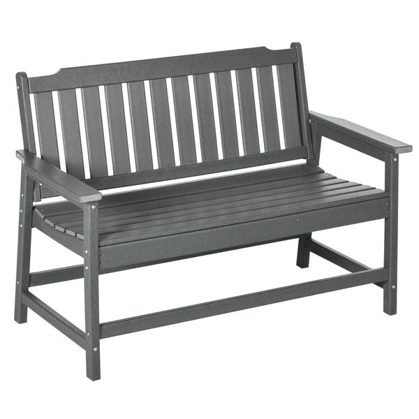 Outsunny Gartenbank, 2-Sitzer Sitzbank mit Rückenlehne, Wetterbeständige, max. 320 kg, 124 x 60 x 87 cm, HDPE, Grau