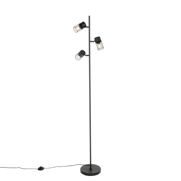 Schwarze Stehlampe mit drei Strahlern