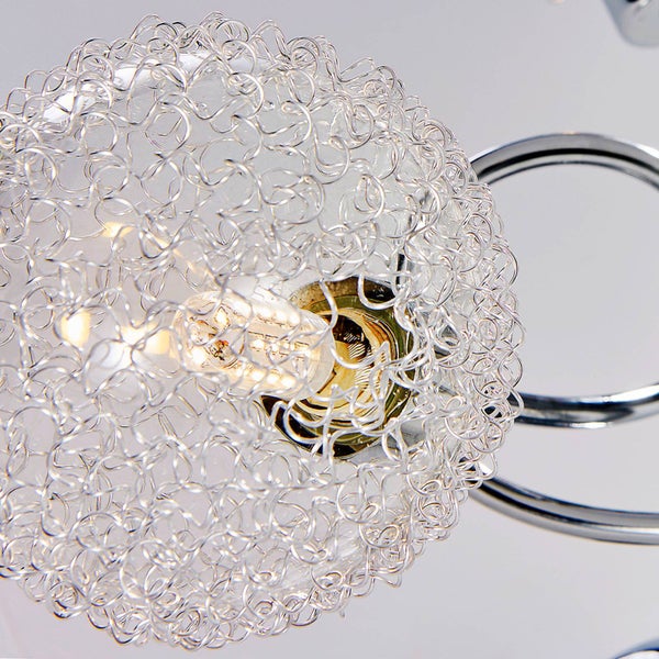 Moderne Deckenleuchte mit kugelförmigem Lampenschirm aus Metalldraht