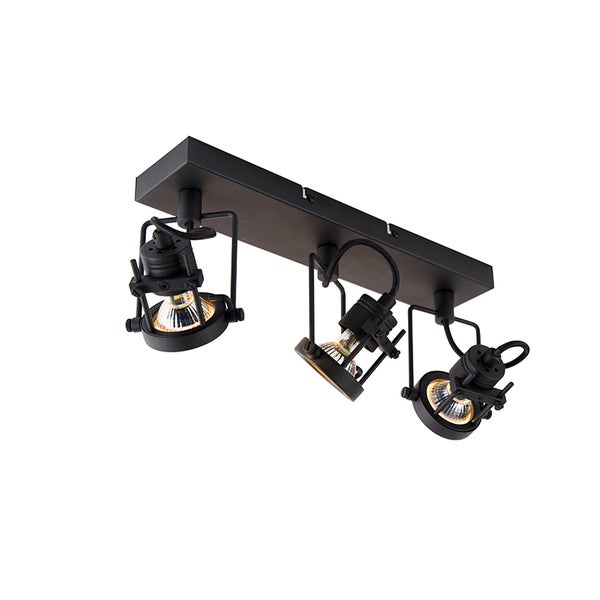 Schwarze Deckenleuchte mit drei Strahlern zur Raumbeleuchtung