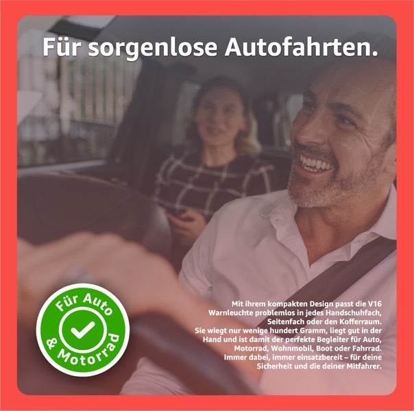 Mann und Frau sitzen im Auto, der Mann am Steuer.