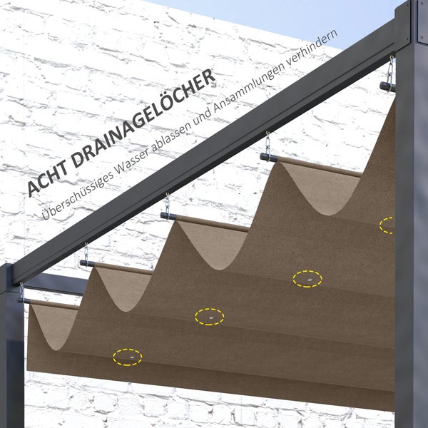 Outsunny Ersatzdach für 2,85 x 2 m Pergola, wasserabweisend einziehbar Welle Überdachung mit Regenabflusslöchern, UV-Schutz 30+, winterfest Schattenabdeckung für Garten, Balkon, Terrasse, Kaffee