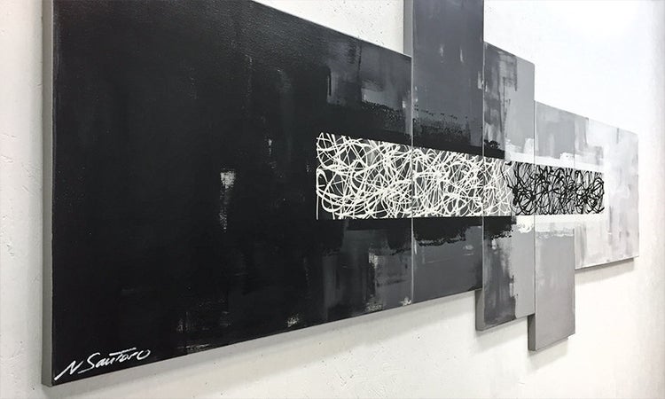 Das Wandbild -From Black To White- 230x90x2 cm handgemaltes Unikat
