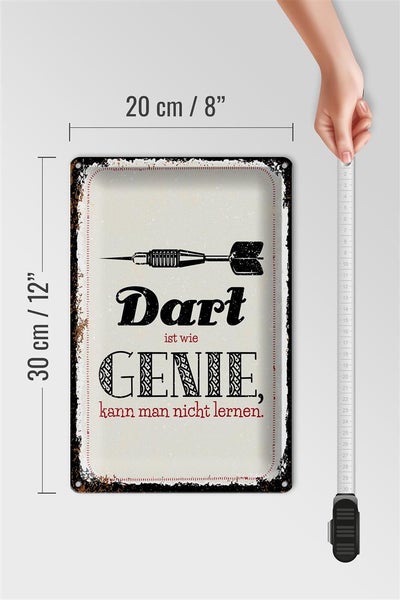 Blechschild Spruch Dart Genie kann man nicht lernen 20x30cm