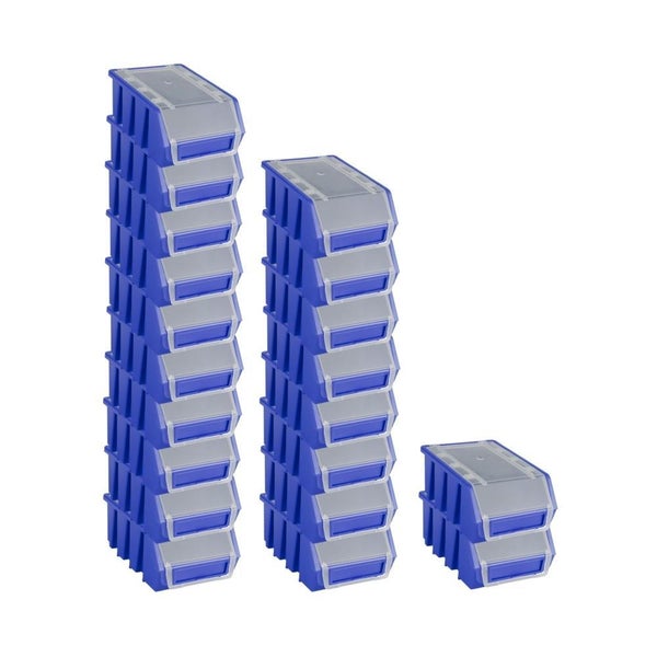 PROREGAL SuperSparSet 20x Sichtlagerbox 2 mit Deckel HxBxT 7,5 x 11,6 x 16,1 cm Polypropylen Blau