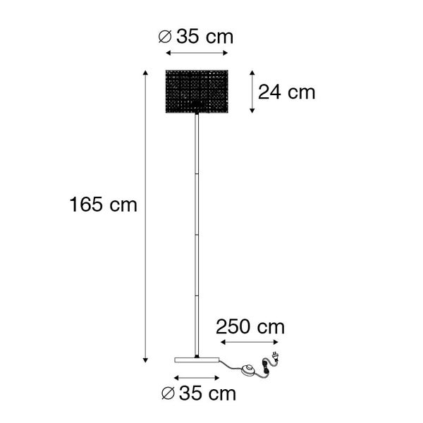 Abbildung einer Stehlampe mit Höhen- und Durchmesserangaben