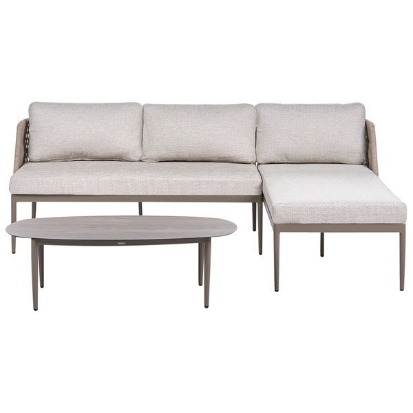 Gartenset bestehend aus Sofa mit Ottomane und ovalem Tisch