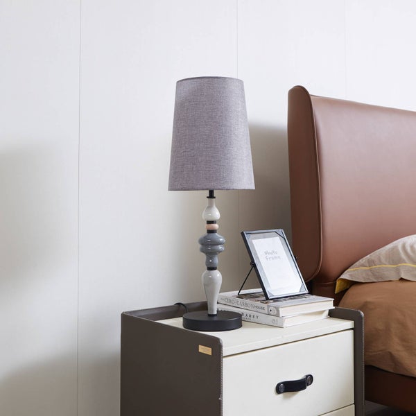 Lindby Tischlampe Haldorin (Landhaus, Vintage Rustikal) in Schwarz (1 flammig E27) - Textil Tischleuchte Schreibtischlampe Nachttischlampe Wohnzimmerleuchte