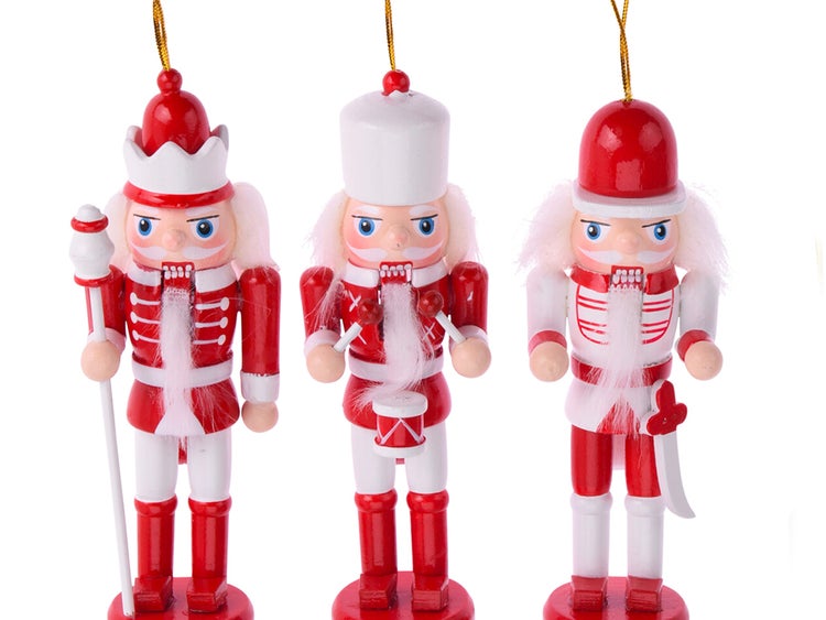 LAALU Satz von 3 Dekorationen Nussknacker rot mix 12,5 cm