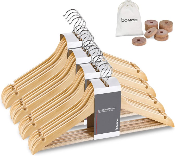 Kleiderbügel Set mit Baumwollbeutel und Zedernholzringen