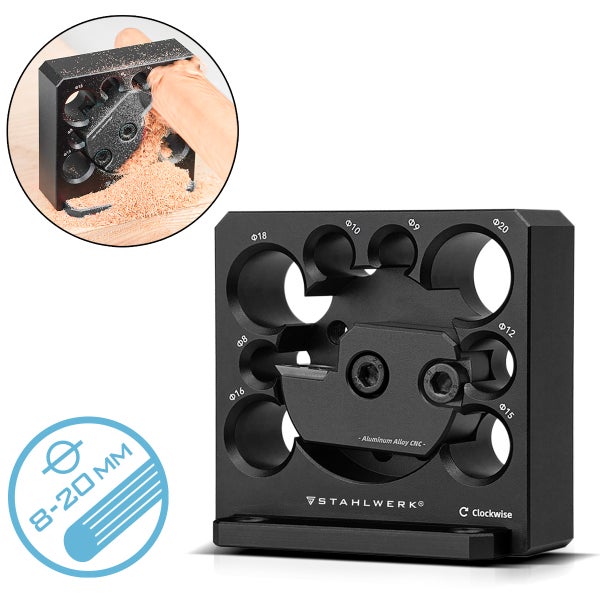 STAHLWERK Dübelmacher aus Aluminium für Durchmesser von 8 bis 20 Millimeter.