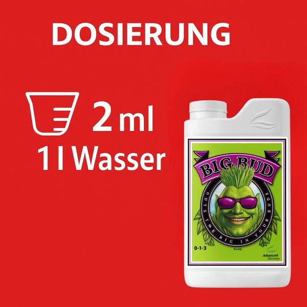 Big Bud Düngerflasche mit Dosieranleitung