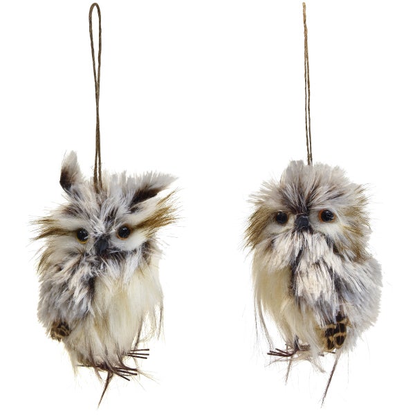 Zwei dekorative Eulenfiguren zum Aufhängen