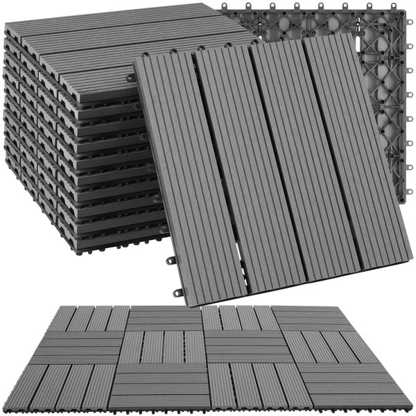 Terrassenfliesen tectake Tegulas 31 x 31 x 2,2 cm 11er Set im Klicksystem grau