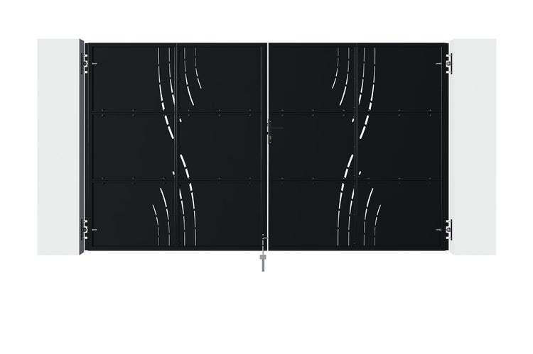Doppelflügeltor mit dekorativen Ausschnitten
