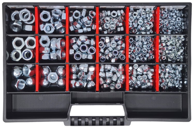 Muttern Sortiment M4-M5-M6-M8-M10-M12 554 tlg. Schraubenbox