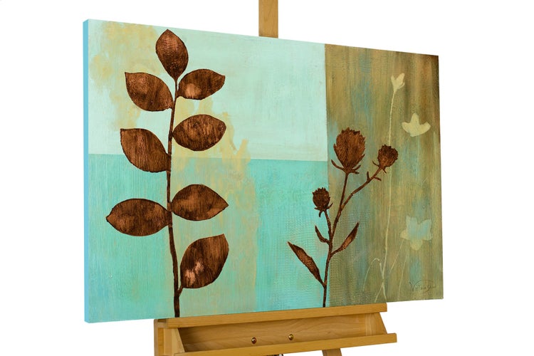 Handgemaltes Gemälde Acrylfarbe 80x60cm Türkis
