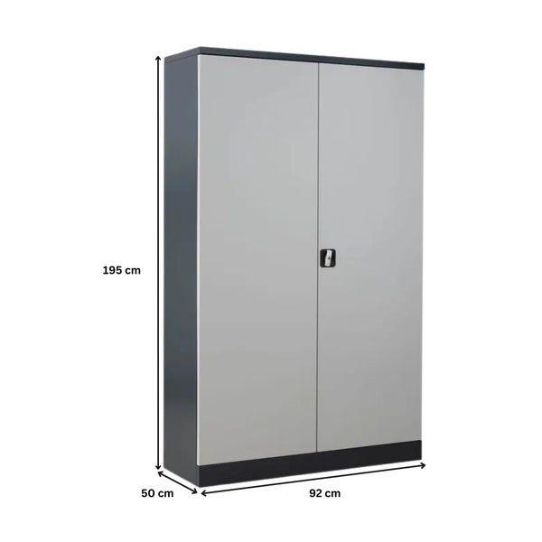 PROREGAL Stahlschrank Bee 5 Fachböden HxBxT 195 x 92 x 50 cm Pulverbeschichtetes & Verstärktes Fachbodenmaterial Anthrazit & Grau