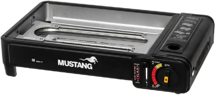 JUNG Mustang 2in1 mobiler Campingkocher/Gasgrill mit 4 Gaskartuschen à 227g, 2in1 Funktionen Gaskocher - inkl. Grillrost